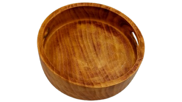 10-Inch Hand-Carved Round Jacaranda Wood Tray for Serving and Display - Image 2